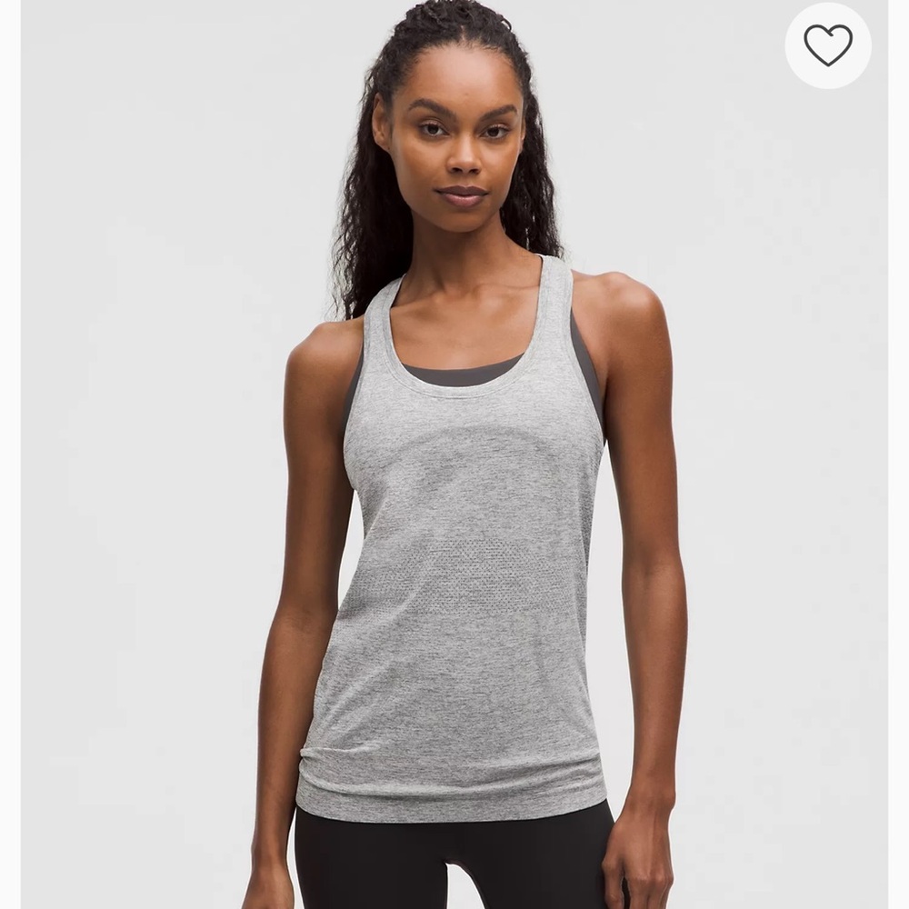 Lululemon Slate/White Gray Swiftly Tech Tank Hip Length Size 4